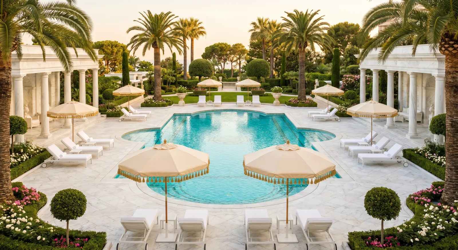 Piscine de palace à Monte-Carlo, ambiance haut de gamme
