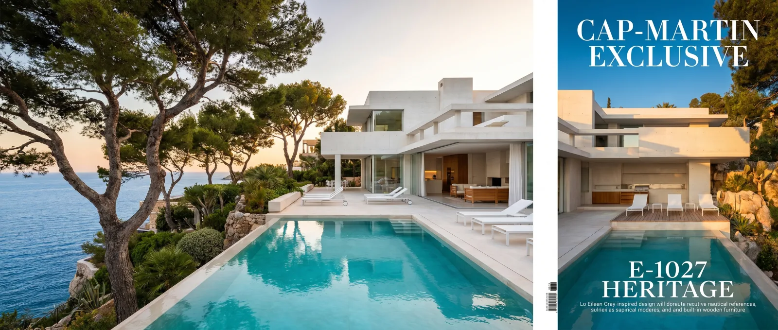 Piscine à débordement d'une villa moderniste à Cap-Martin