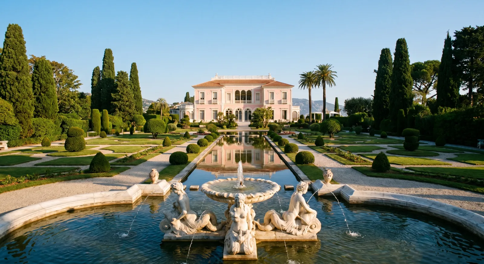 Jardins formels d'une villa Belle Époque au Cap-Ferrat